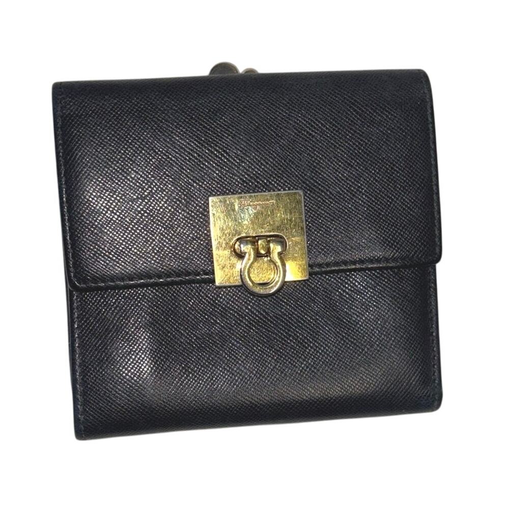 Salvatore Ferragamo Black Envelope Leather Wallet